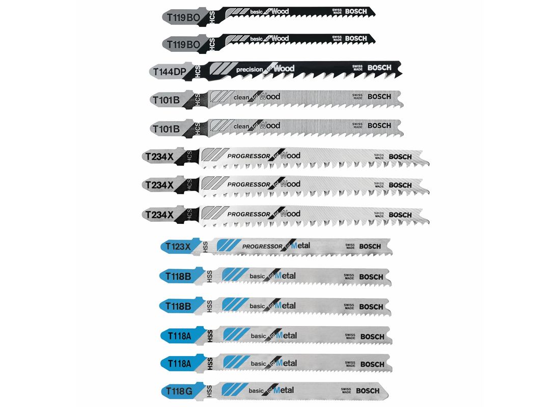 14 pc. T-Shank Wood and Metal Cutting Jig Saw Blade Set Bosch T14CPSC
