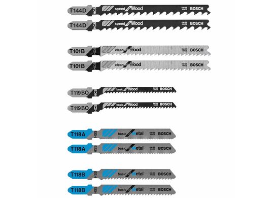 10 pc. Wood and Metal Cutting T-Shank Jig Saw Blade Set