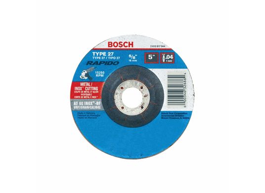 5 In. .045 In. 7/8 In. Arbor Type 27A (ISO 42) 60 Grit Rapido™ Fast Metal/Stainless Cutting Abrasive Wheel