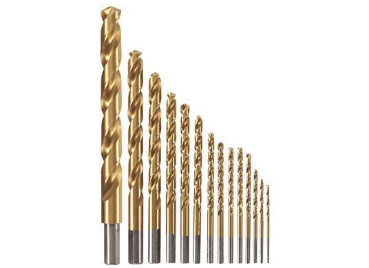 14 pc. Titanium-Coated Metal Drill Bit Set