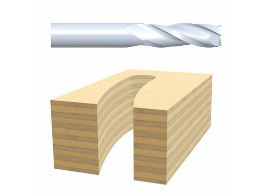 1/4 In. x 1 In. Solid Carbide 2-Flute Downcut Spiral Bit