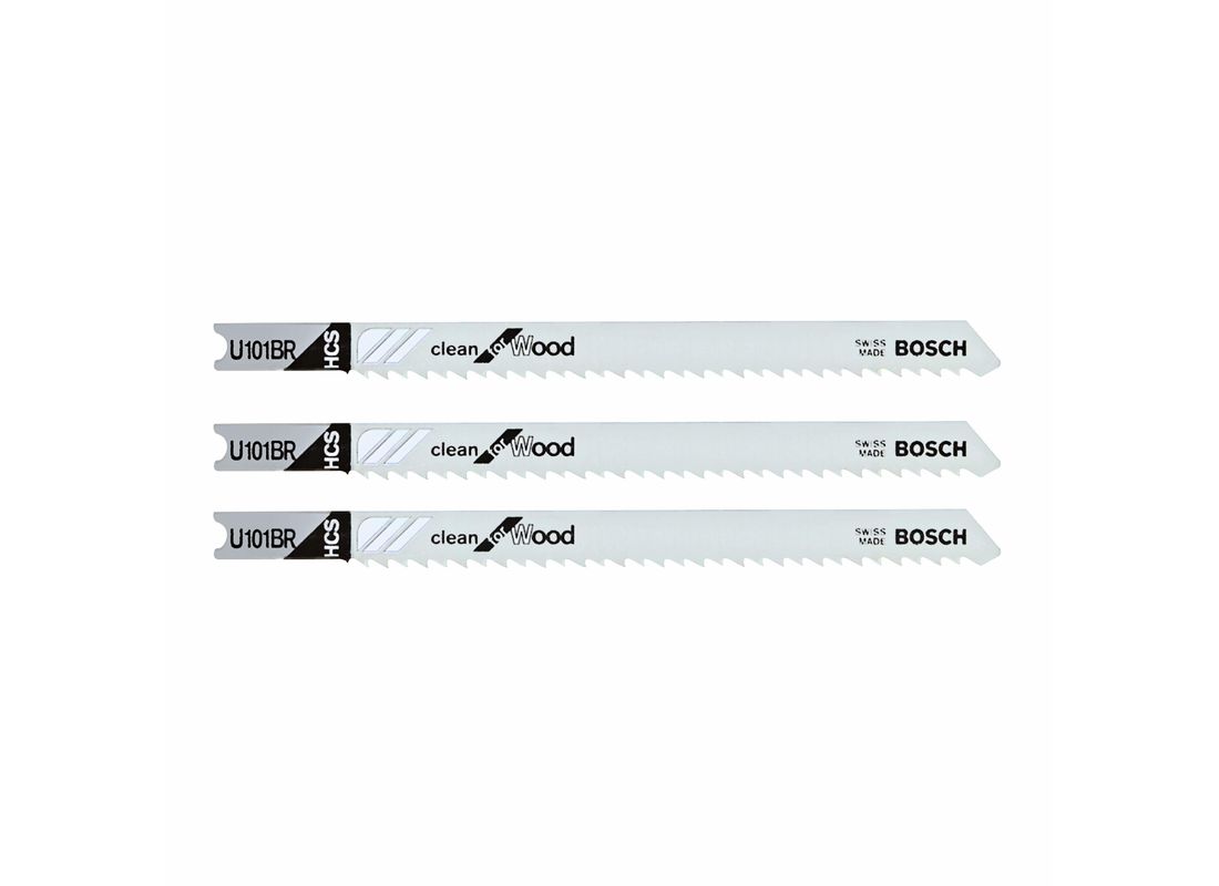 3 pc. 4 In. 10 TPI Reverse Pitch Clean for Wood U-shank Jig Saw Blades Bosch U101BR3