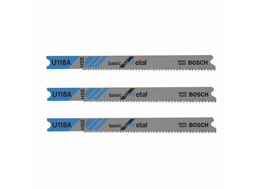 3 pc. 3-1/8 In. 17-24P TPI Basic Metal Cutting U-shank Jig Saw Blades