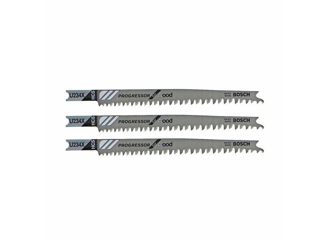 3 pc. 4-1/4 In. 8-12 TPI Progressor for Wood U-shank Jig Saw Blades Bosch U234X3