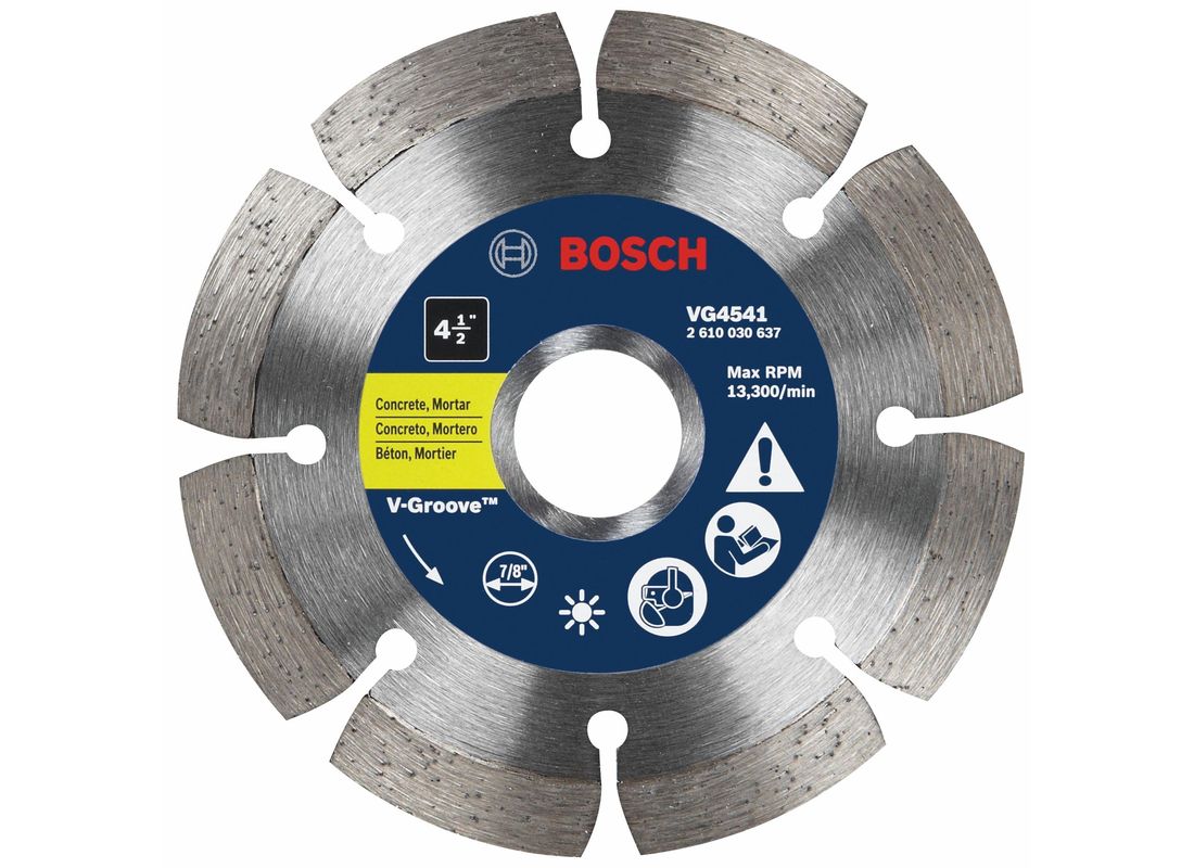 4-1/2 In. Segmented Rim V-Groove Diamond Blade for Universal Rough Cuts Bosch VG4541