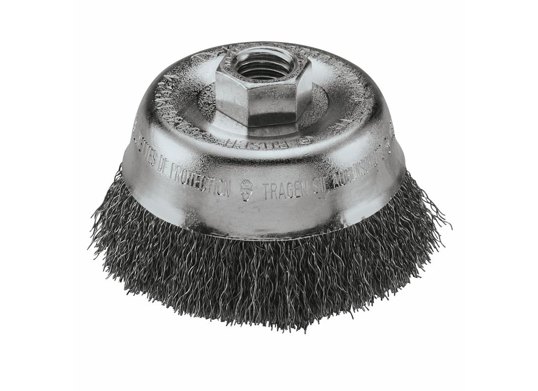 Brosse coupe métallique ondulée en acier au carbone avec arbre de 5/8 po à 11 po et disque de 3 po de diamètre Bosch WB524