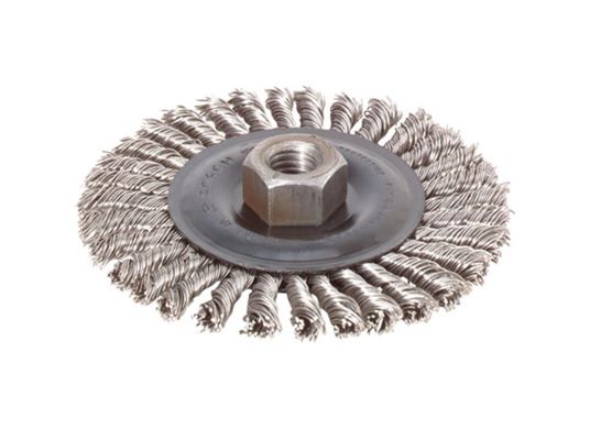 4 In. Wheel Dia. 5/8 In.-11 Arbor Stainless Steel Knotted Wire Wheel