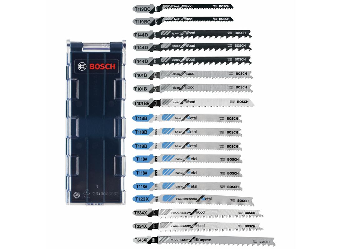 Ensemble de lames de scie sauteuse pour des coupes de métal et de bois à pied en T composé de 18 pièces Bosch T18CHCL