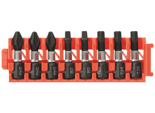 8 pc. Impact Tough™ Phillips®, Square and Torx® 1 In. Insert Bits with Clip for Custom Case System CCSV108