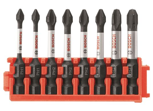 8 pc. Impact Tough™ Phillips® 2 In. Power Bits with Clip for Custom Case System CCSPHV208