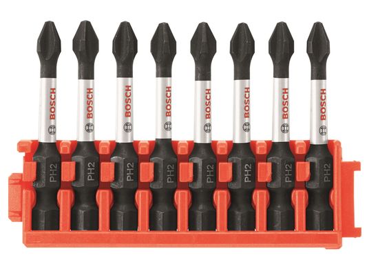 8 pc. Impact Tough™ Phillips® P2 2 In. Power Bits with Clip for Custom Case System CCSPH2208