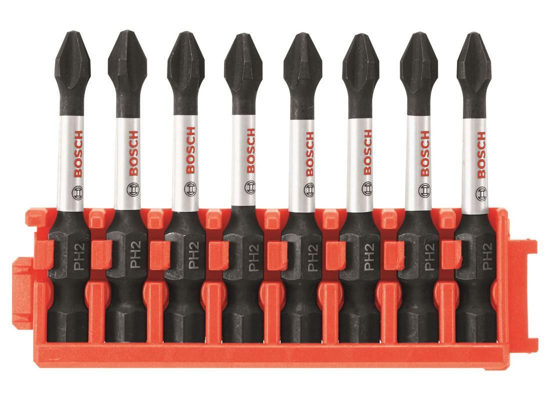 8 pc. Impact Tough™ Phillips® P2 2 In. Power Bits with Clip for Custom Case System CCSPH2208 Bosch CCSPH2208