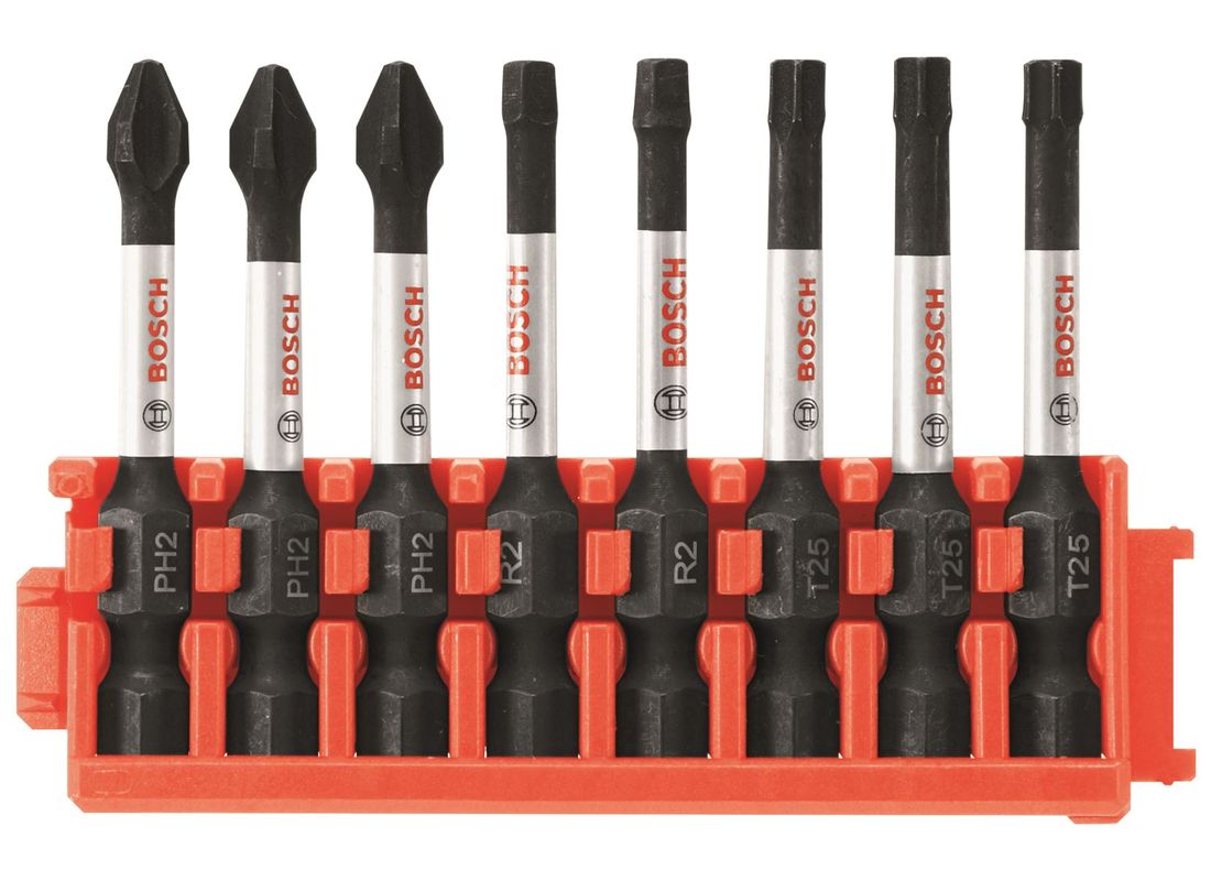 8 pc. Impact Tough™ Phillips®, Square and Torx® 2 In. Power Bits with Clip for Custom Case System CCSV208 Bosch CCSV208