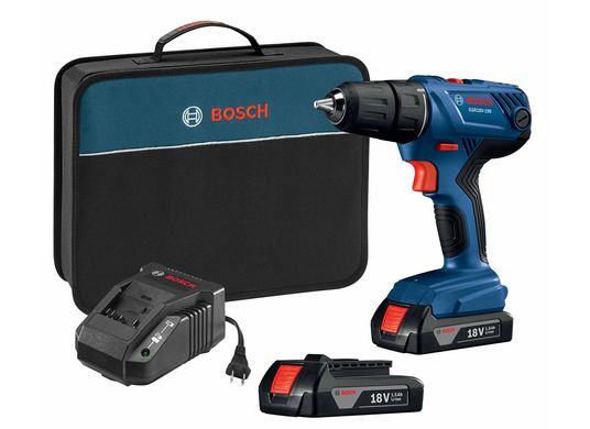 Bosch 18V Compact 1/2 In. Drill/Driver Kit with (2) 1.5 Ah SlimPack Batteries