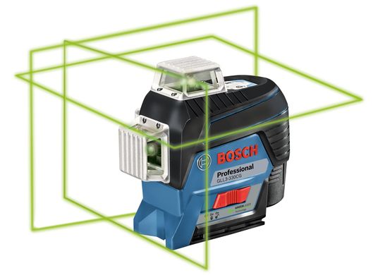 Laser lignes de nivellement/alignement connecté à faisceau vert et à trois plans à 360° avec (1) batterie de 2,0 Ah