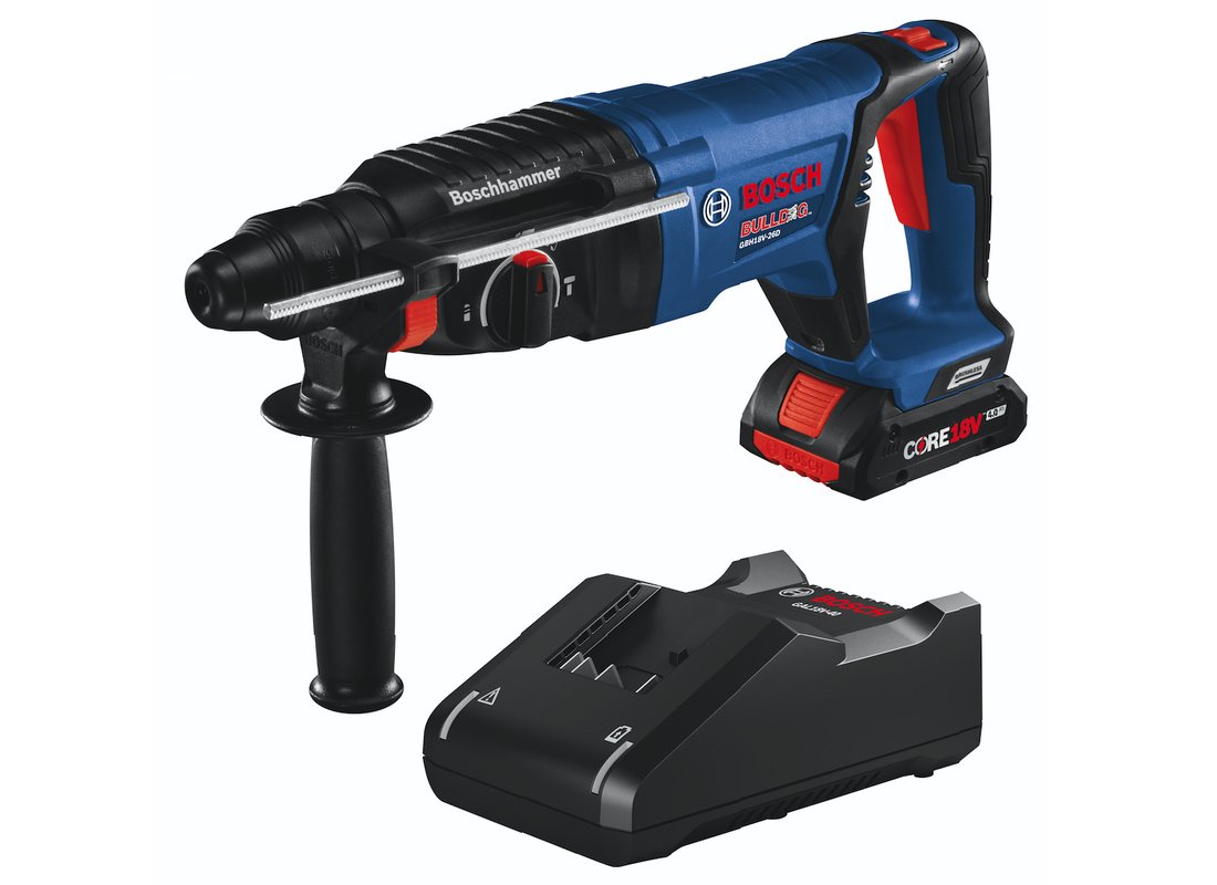 Ensemble marteau perforateur 18 V Bulldog™ SDS-plus® EC sans balais de 1 po avec (1) batterie Compact CORE18V 4,0 Ah