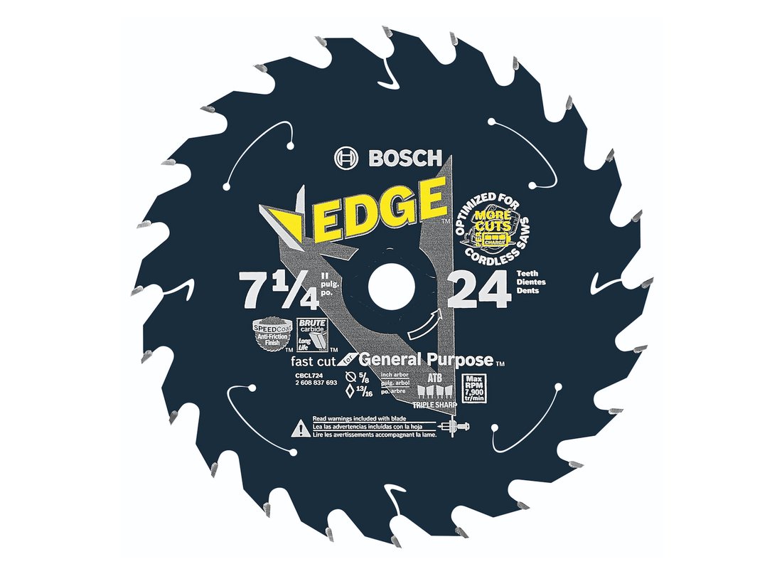 7-1/4 In. 24 Tooth Edge Cordless Circular Saw Blade for General Purpose