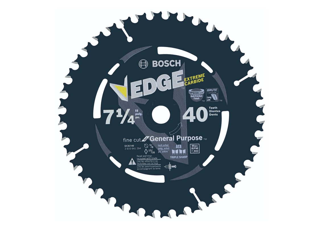 7-1/4 In. 40 Tooth Edge Circular Saw Blade for Fine Finish