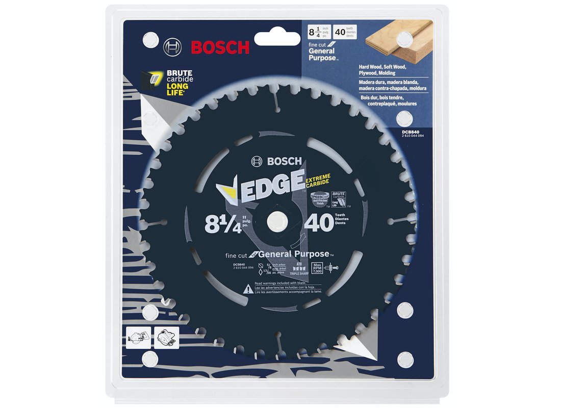 8-1/4 In. 40 Tooth Edge Circular Saw Blade for Fine Finish