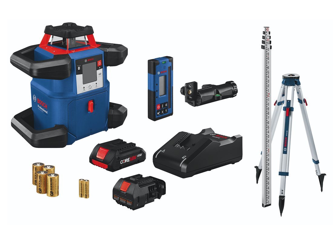 Bosch GRL4000-80CHK 18V REVOLVE4000 Connected Self-Leveling Horizontal Rotary Laser Kit with (1) CORE18V 4.0 Ah Compact Battery