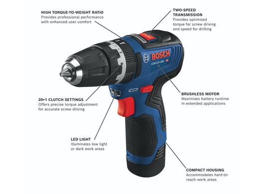 12V Max Brushless 3/8 In. Hammer Drill/Driver Kit with (2) 2.0 Ah Batteries