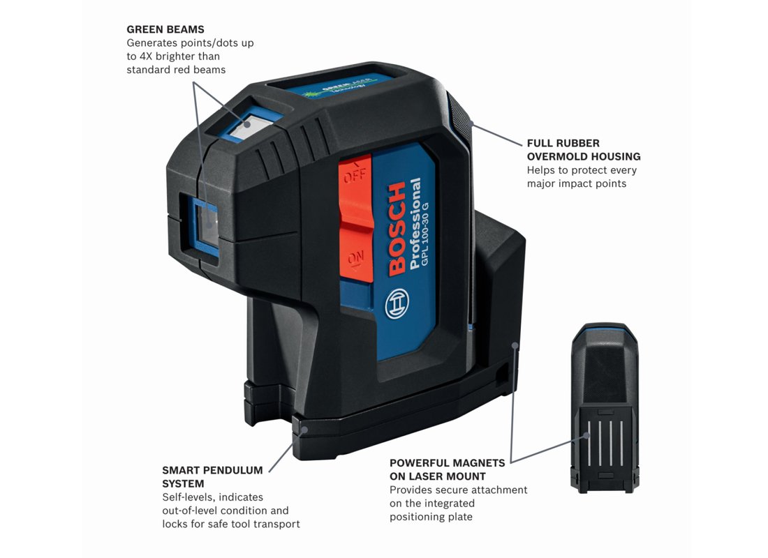 GREEN-BEAM THREE-POINT SELF-LEVELING ALIGNMENT LASER