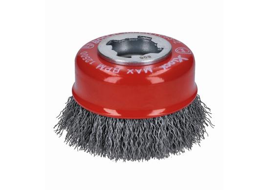 3 In. Wheel Dia. X-LOCK Arbor Carbon Steel Crimped Wire Cup Brush