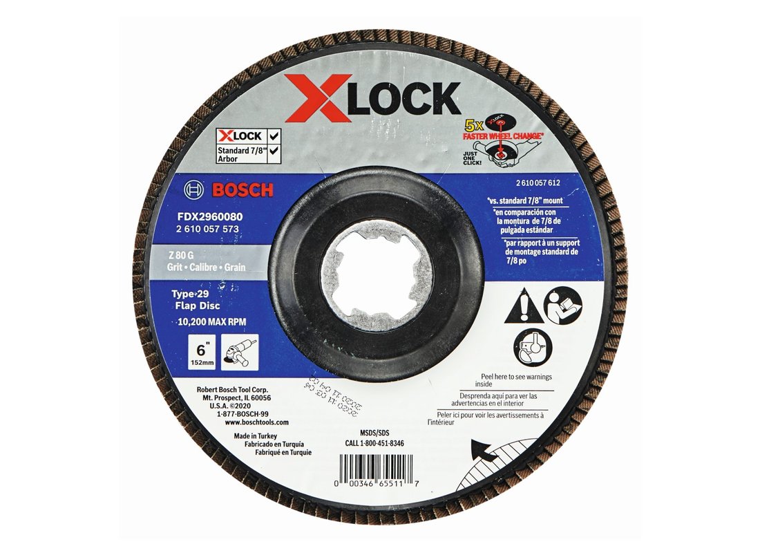 6 In. X-LOCK Arbor Type 29 80 Grit Flap Disc