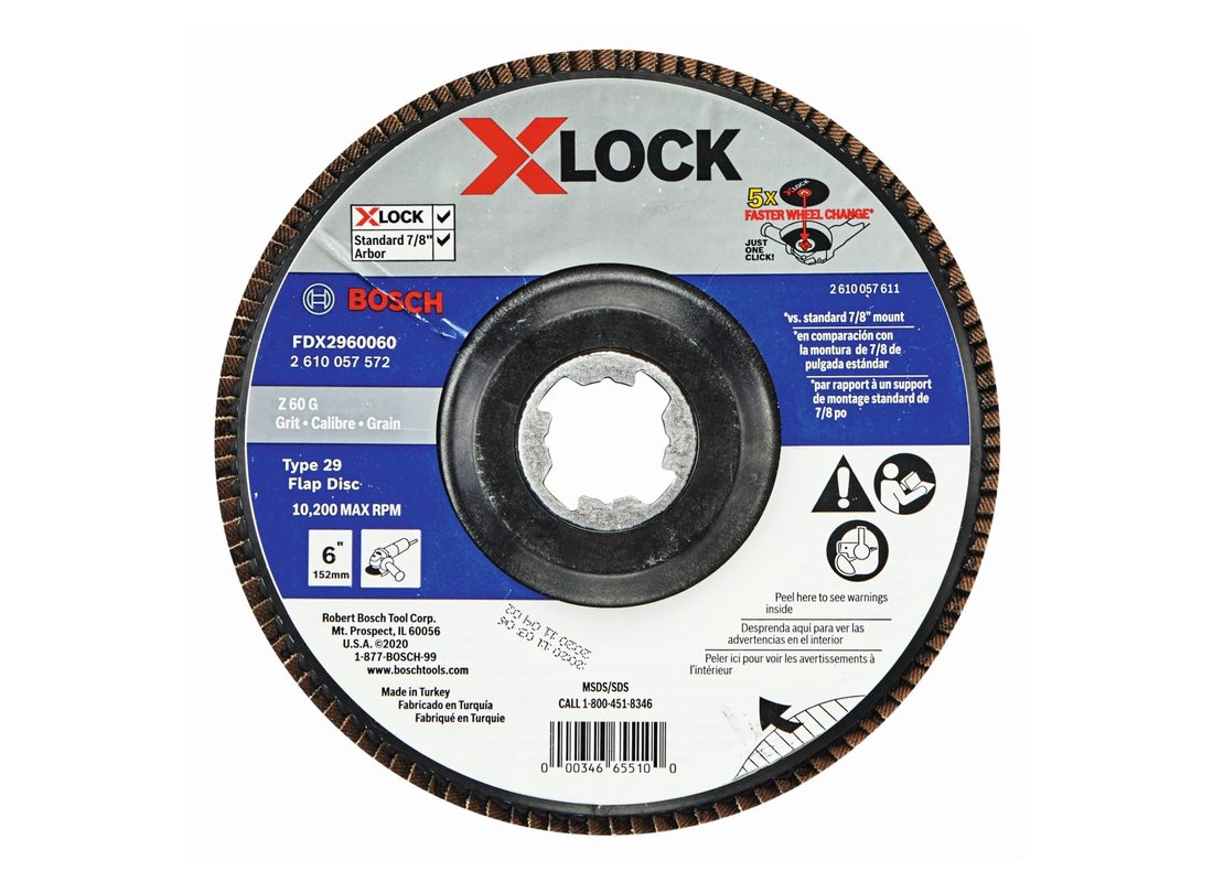 6 In. X-LOCK Arbor Type 29 60 Grit Flap Disc