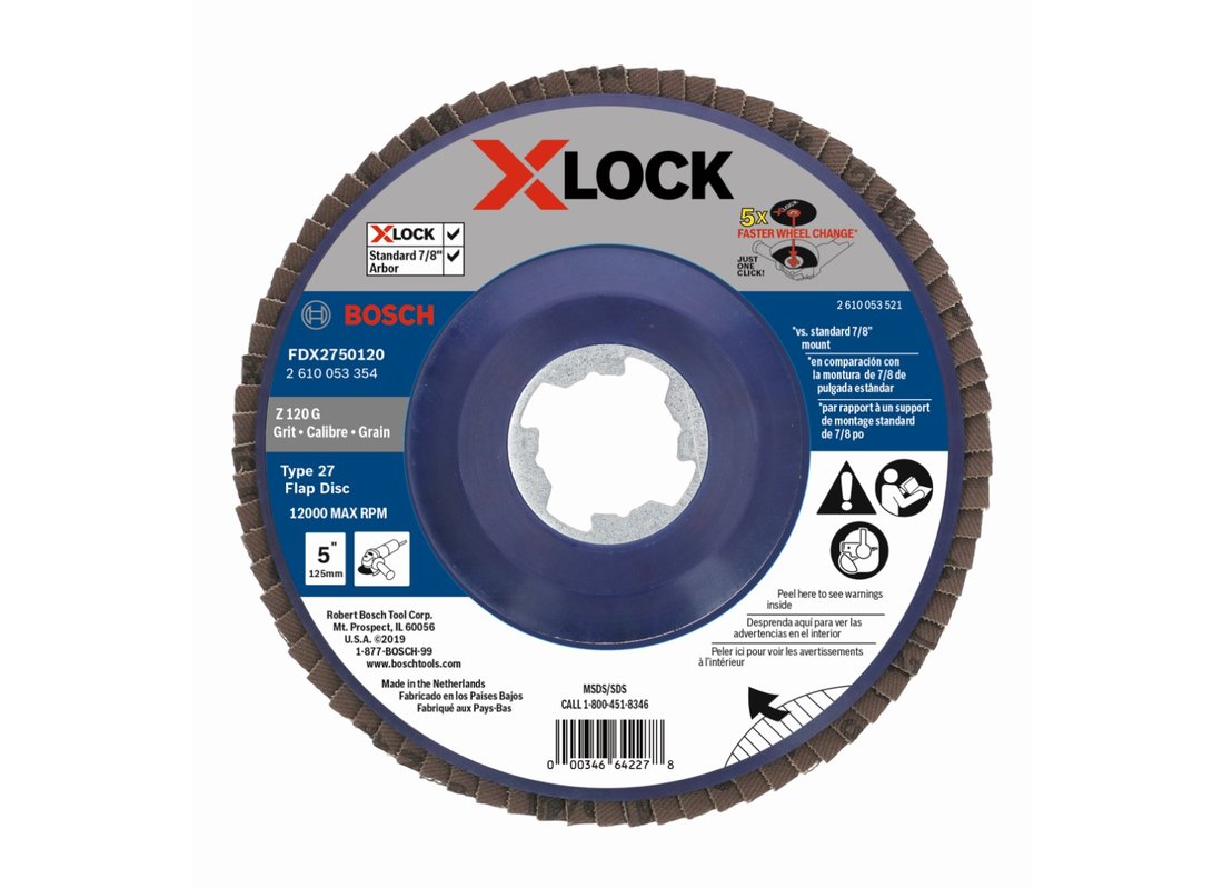 5 In. X-LOCK Arbor Type 27 120 Grit Flap Disc