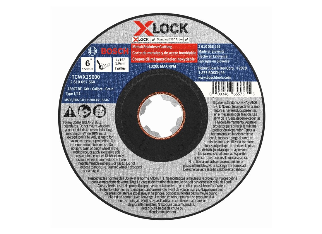 Disque à tronçonner X-LOCK de 6 po x 1/16 po pour arbre type 1A (ISO 41), grain 60,