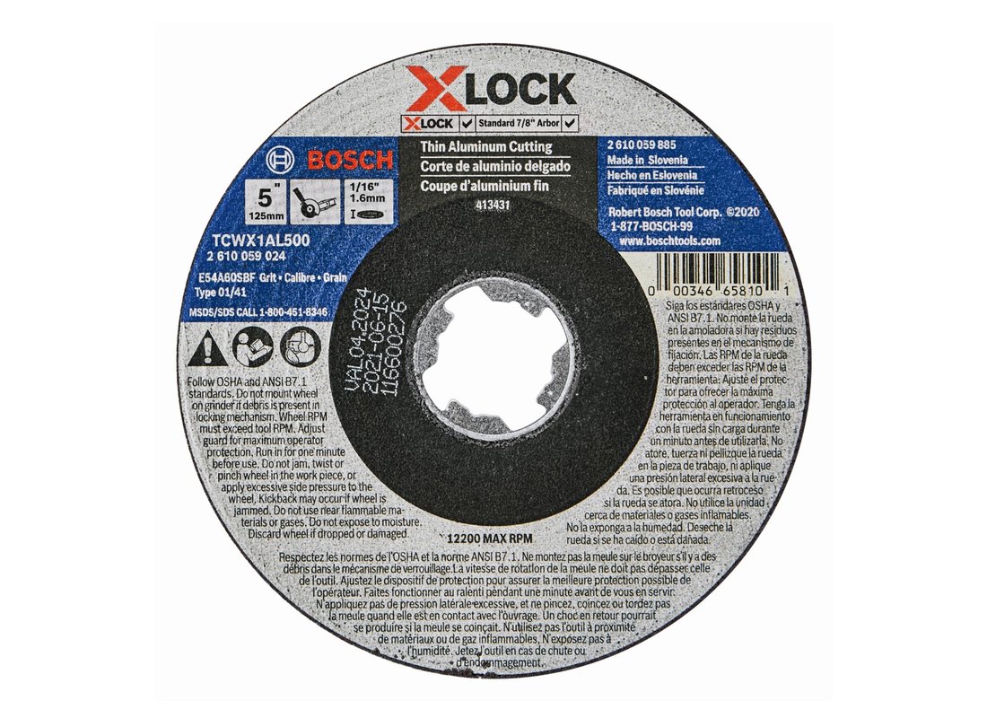 5 In. x 1/16 In. X-LOCK Arbor Type 1A (ISO 41) 46 Grit Metal Cutting Abrasive Wheel