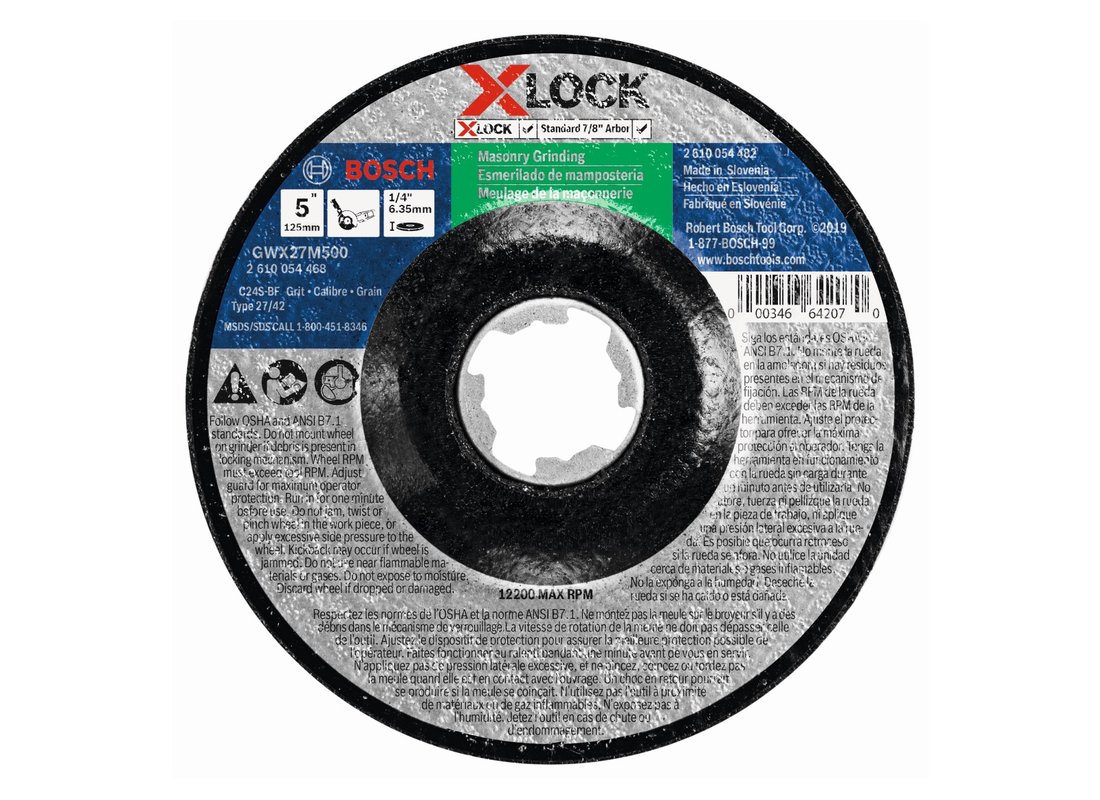 Disque à meuler X-LOCK spécial maçonnerie de 5 po x 1/4 po pour arbre type 27,