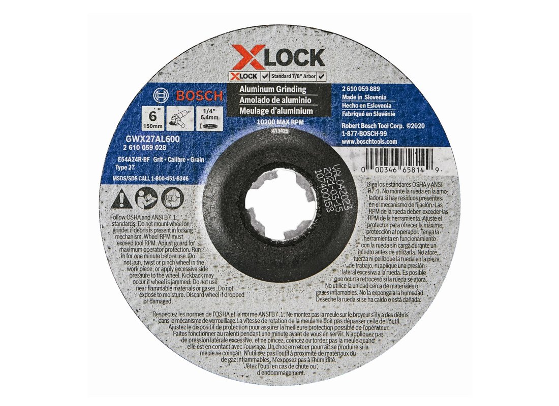 6 In. x .1/4 In. X-LOCK Arbor Type 27 24 Grit Metal Grinding Abrasive Wheel