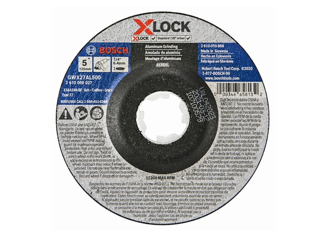 5 In. x .1/4 In. X-LOCK Arbor Type 27 24 Grit Metal Grinding Abrasive Wheel