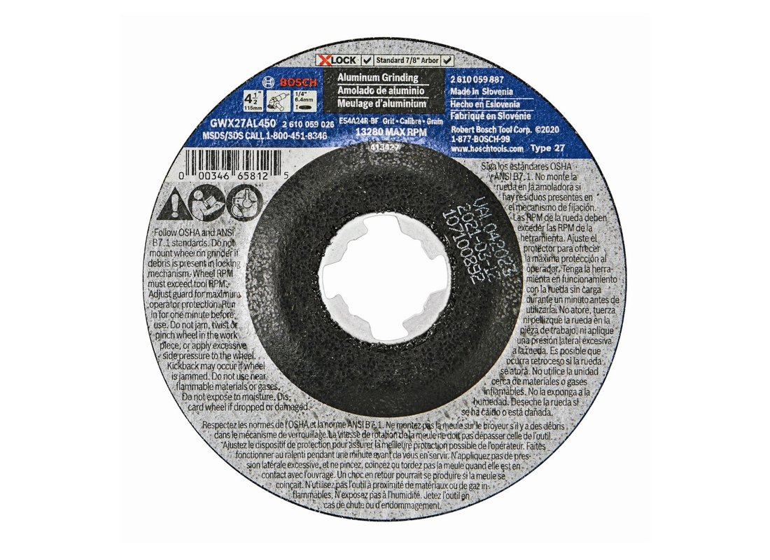 4-1/2 In. x .1/4 In. X-LOCK Arbor Type 27 24 Grit Metal Grinding Abrasive Wheel