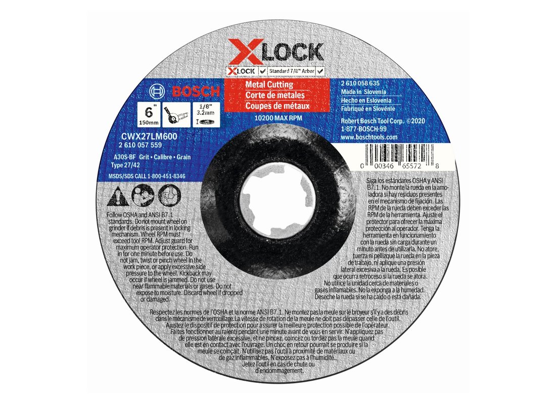 Disque à tronçonner et meuler X-LOCK spécial métal de 6 po x 1/8 po pour arbre type 27A