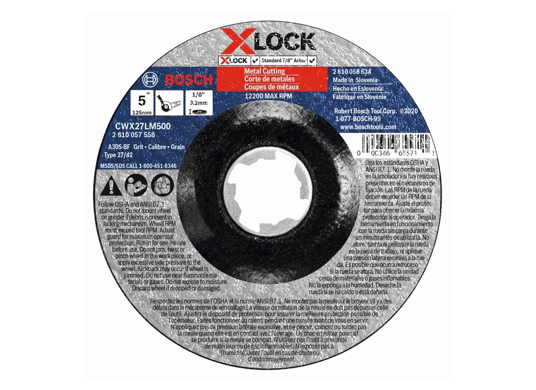 Disque à tronçonner et meuler X-LOCK spécial métal de 5 po x 1/8 po pour arbre type 27A