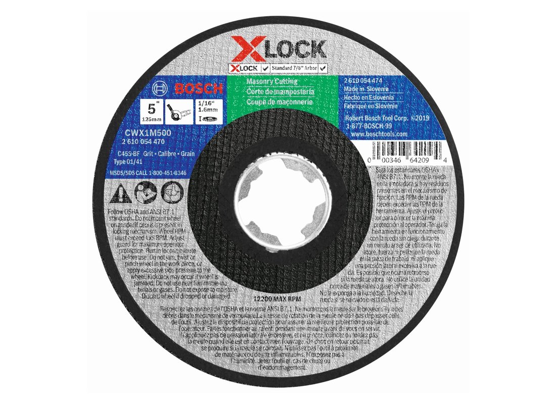 5 In. x 1/16 In. X-LOCK Arbor Type 1A (ISO 41) 24 Grit Masonry Cutting Abrasive