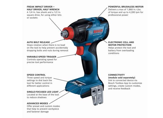 18V Brushless Connected-Ready Freak 1/4 In. and 1/2 In.Two-In-One Bit/Socket Impact Driver (Bare Tool)